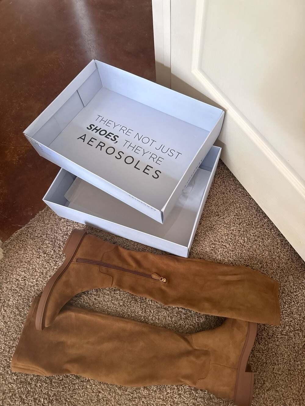 Aerosoles High Drive Tan Faux Suede Over-The-Knee Boots Size 8